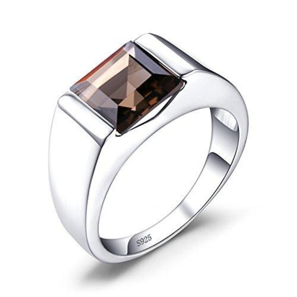 Men's Square 2.2ct Smoky Quartz Ring - Picture 4 of 5